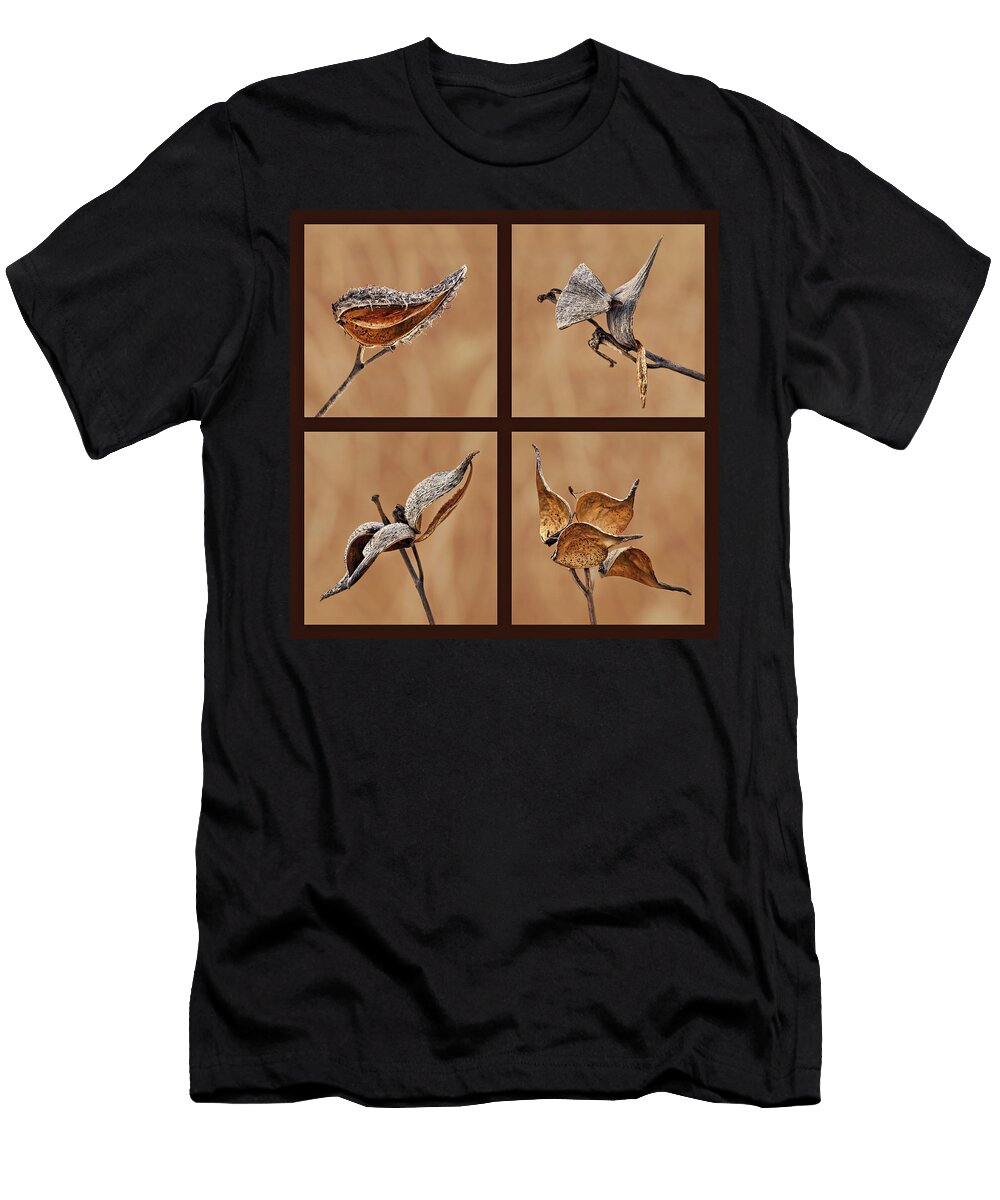 1 2 3 4 Milkweed Pod Quadriptych Nikolyn Mcdonald T-Shirt