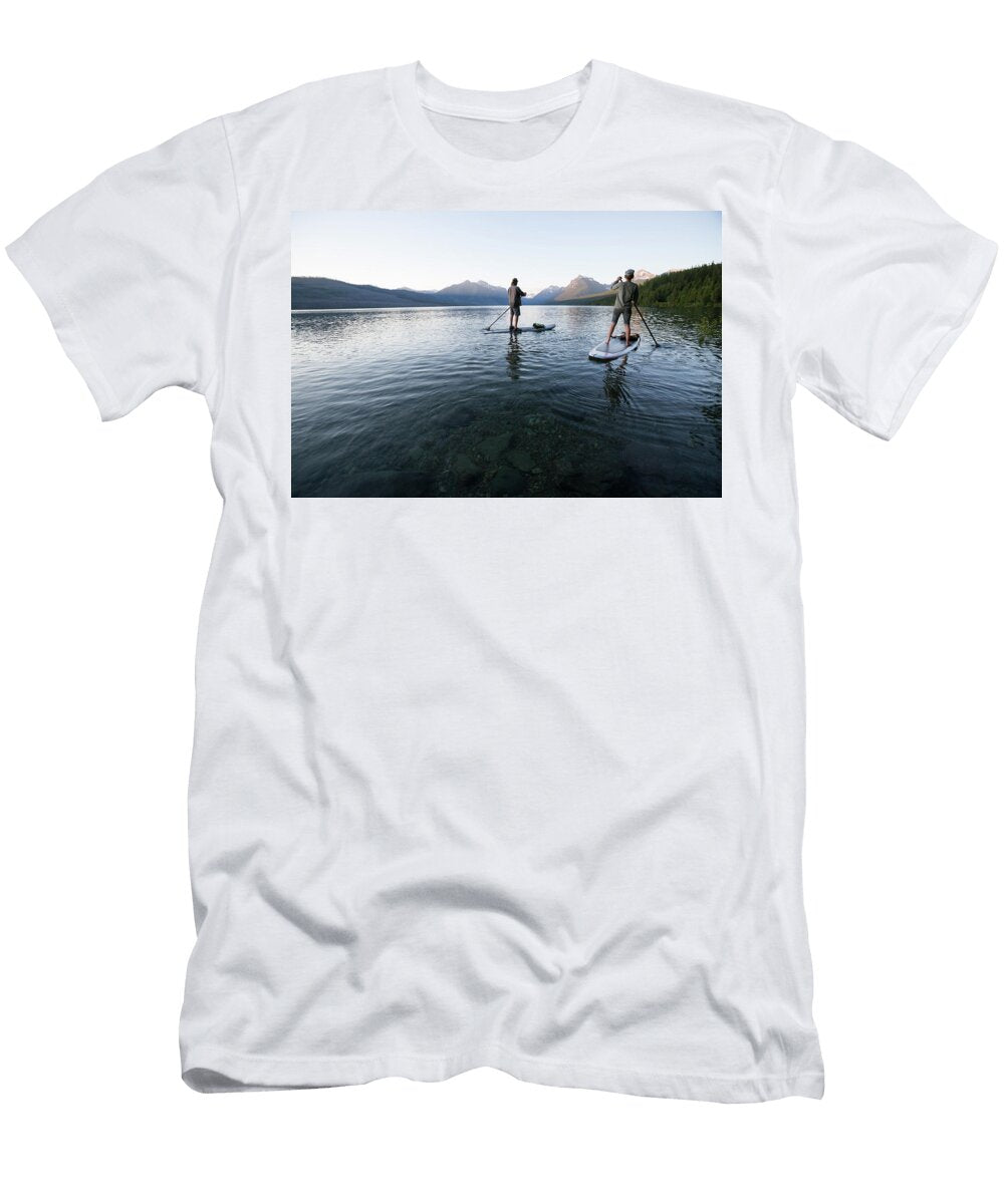 1 a Man and Woman Stand Up Paddle Boards Craig Moore T-Shirt