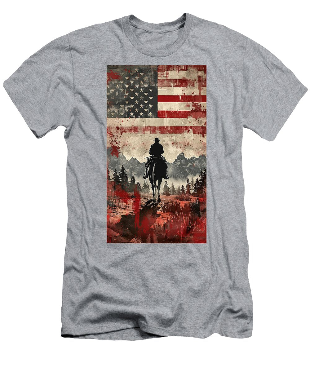 1 a USA Flag W Th the Mage of a Cowboy R D Ng a 5bfcc796 312e 4403 94db Caeeee5399e4 Romed Roni T-Shirt