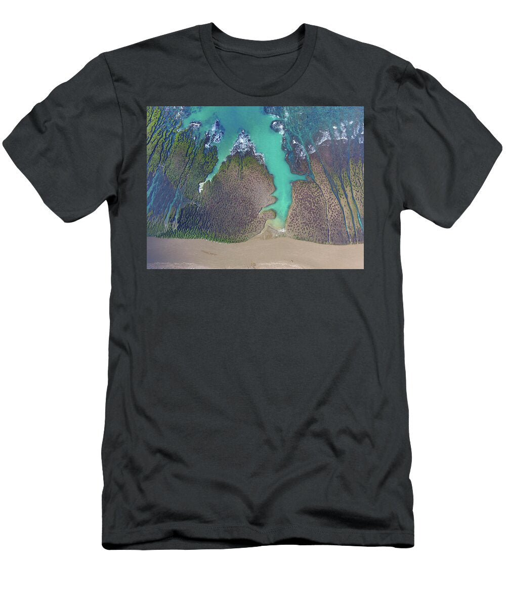 1 Aerial View of Atlantic Ocean with Channels Through Algae Gabriel Rojo Natureplcom T-Shirt