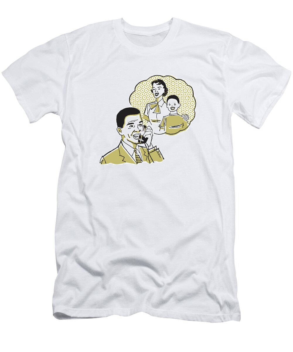 1 African American Man on Telephone with Family Csa Images T-Shirt