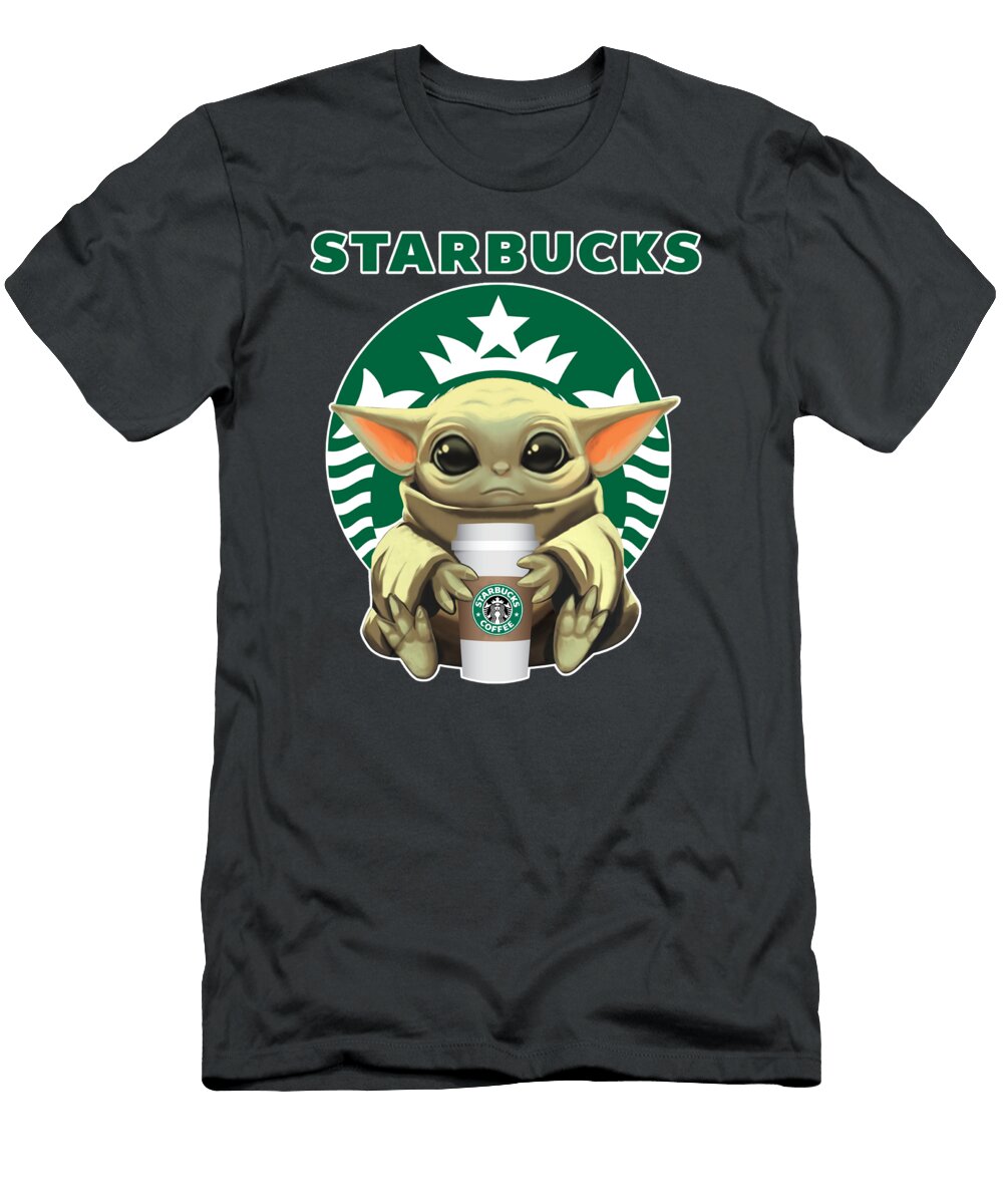 1 Baby Yoda Hug Starbucks Print Short Sleeve Graphic S Best Stroke Aliyah Landry T-Shirt