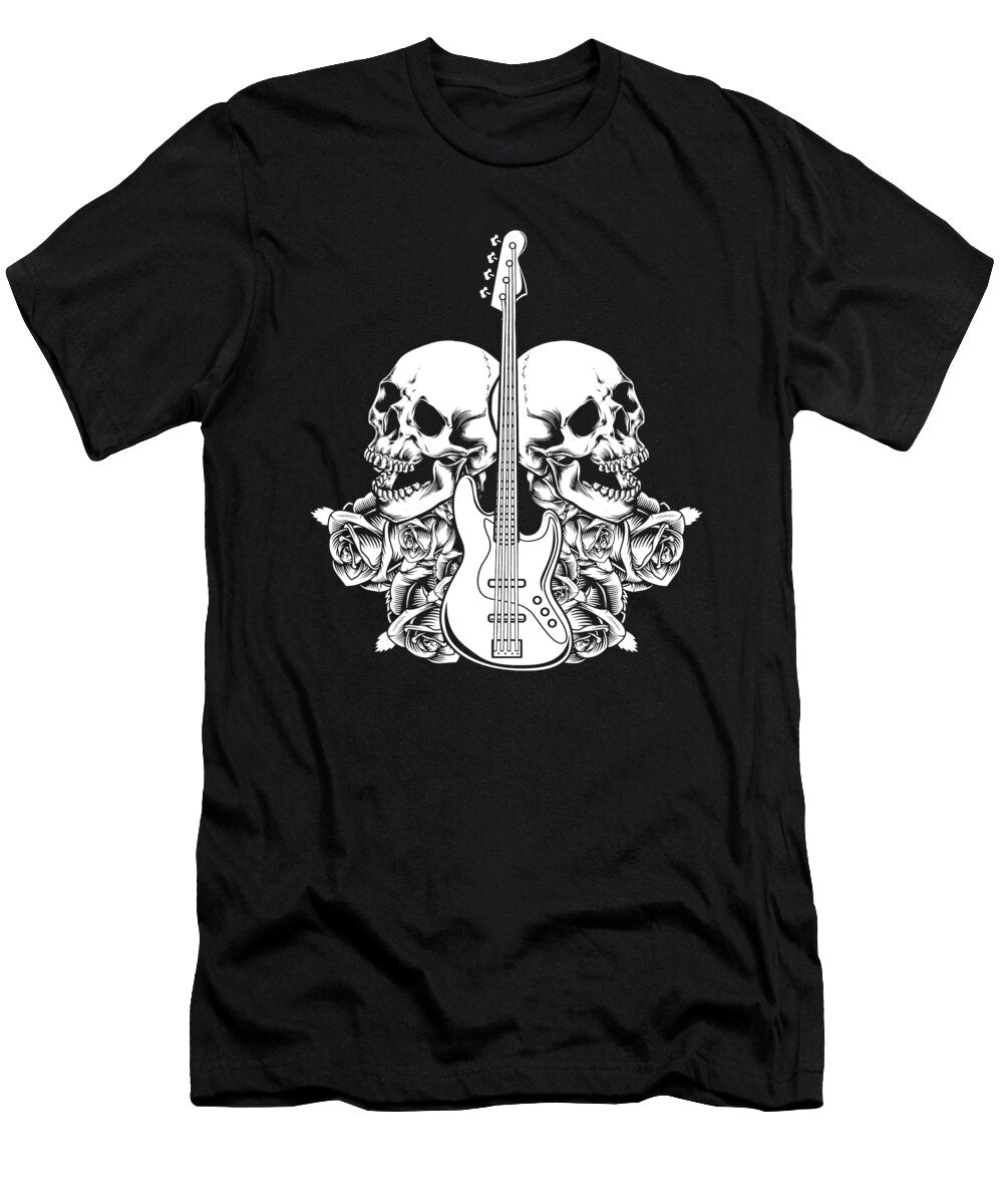 1 Bass Guitar Skull Musician Guitarist Bassist Crazy Squirrel T-Shirt