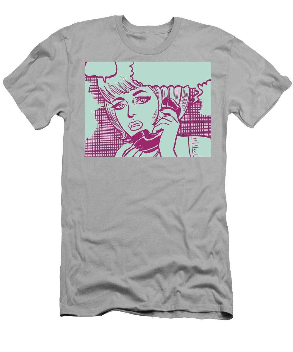 1 Blonde Woman Talking on Telephone Csa Images T-Shirt