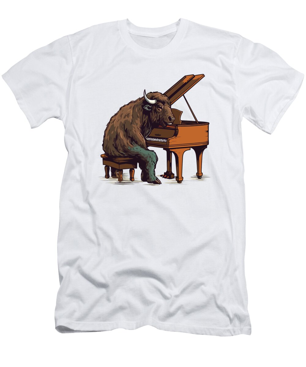 1 Buffalo Playing Piano Amir Faysal T-Shirt