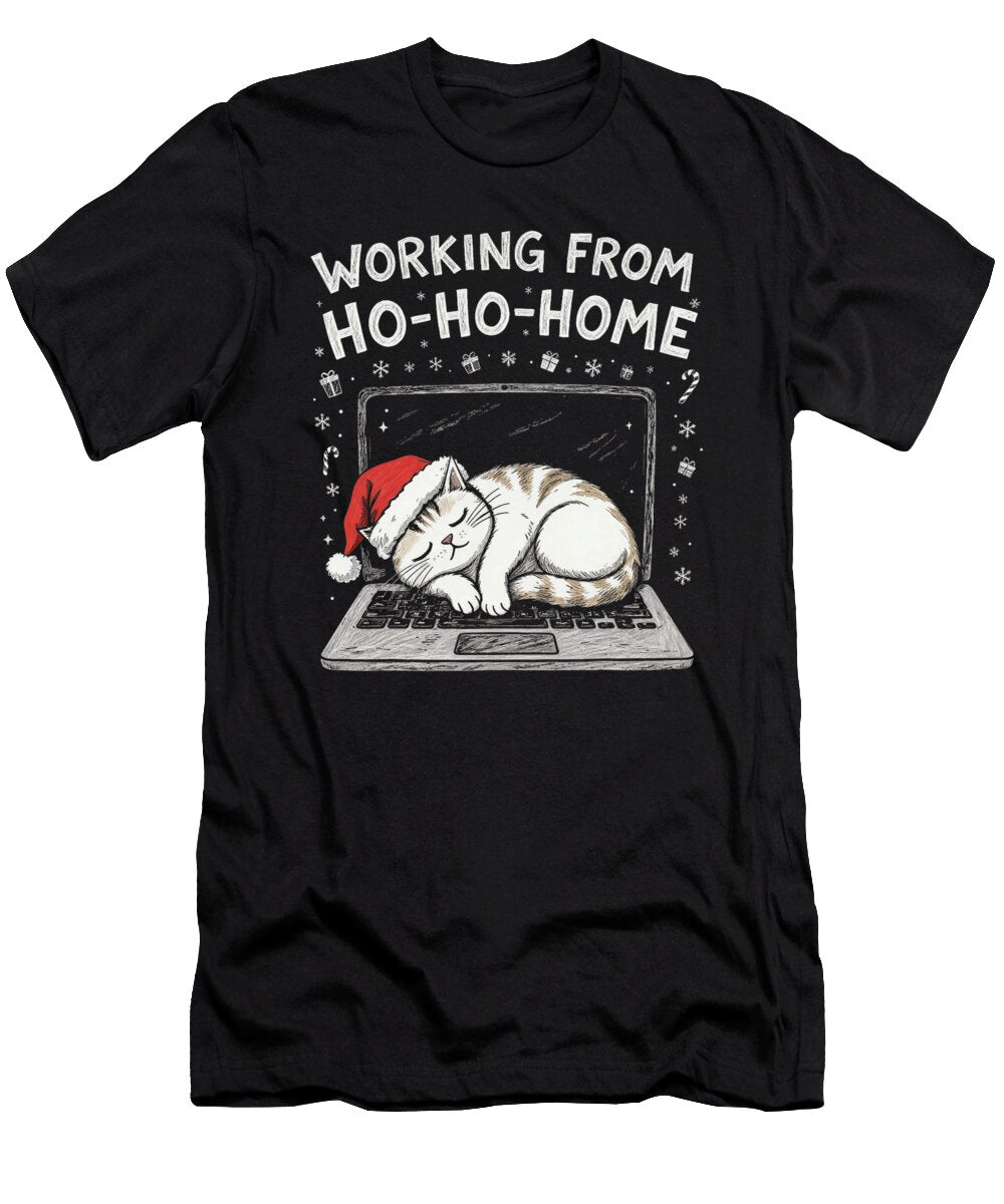 1 Christmas Ho Ho Home Funny Cat Lover Remote Work Sophie Eleanor T-Shirt