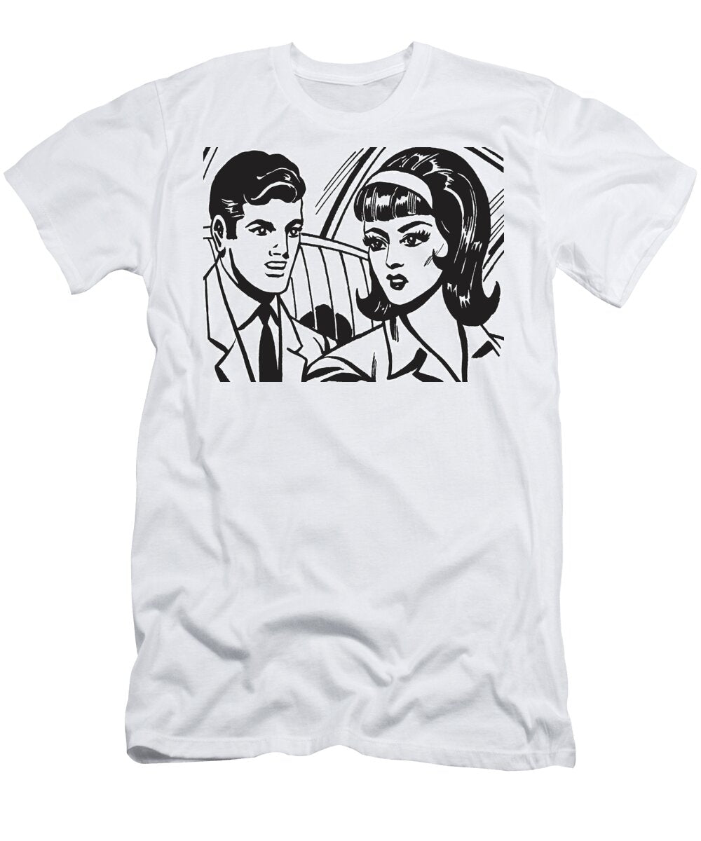 1 Dark Haired Man and Woman in Car Csa Images T-Shirt
