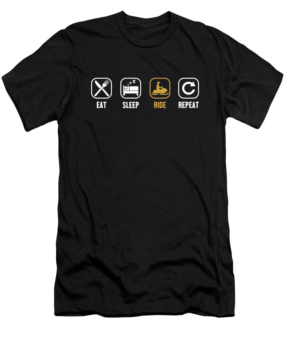 1 Eat Sleep Ride Repeat Sledding Snowbike Snowmobile Riding Graphics Lab T-Shirt