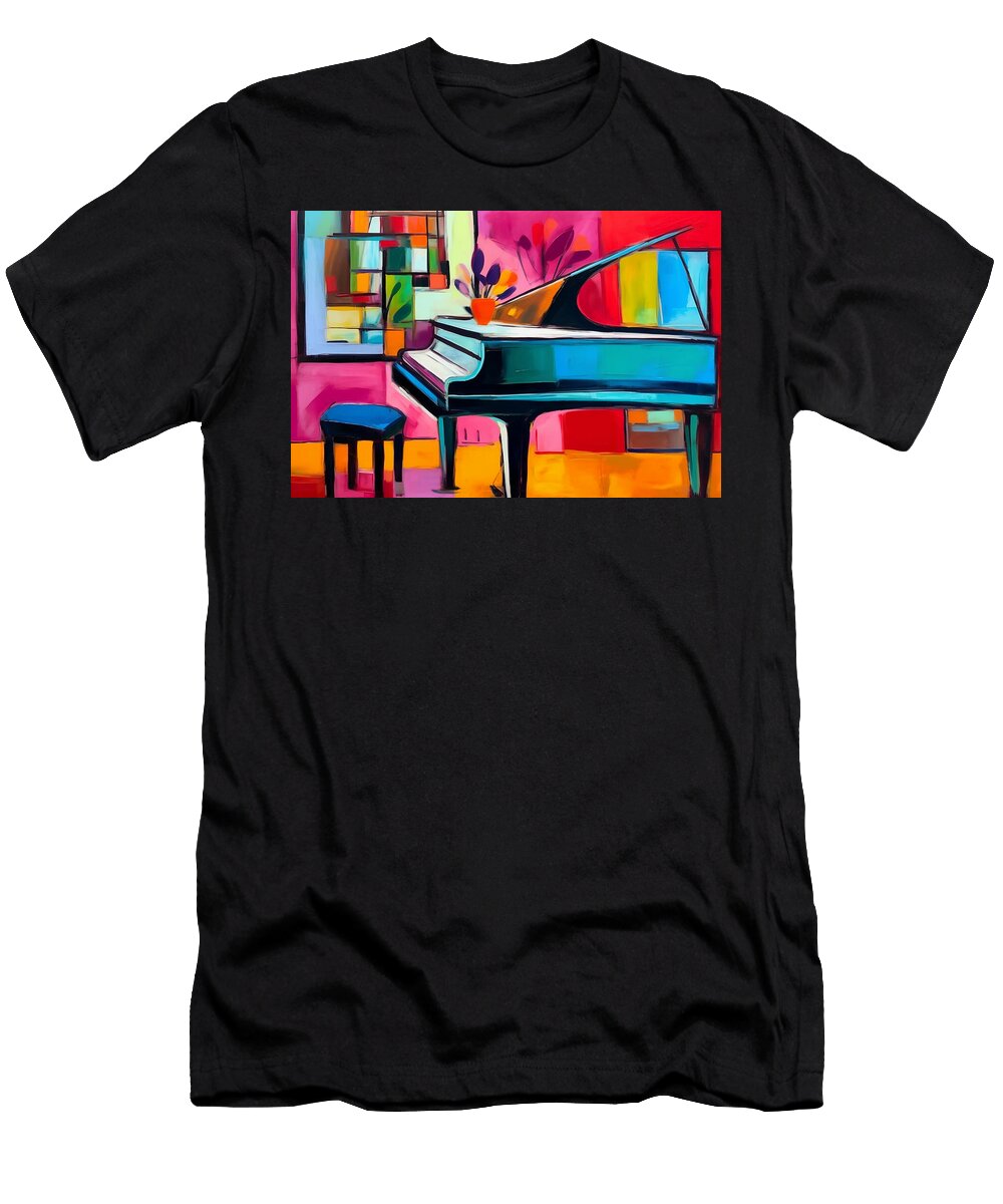 1 Expressive Fusion Abstract Interplay of Ais Creativity and Contemporary Expressionism on the Pian Olfactoart Studio T-Shirt