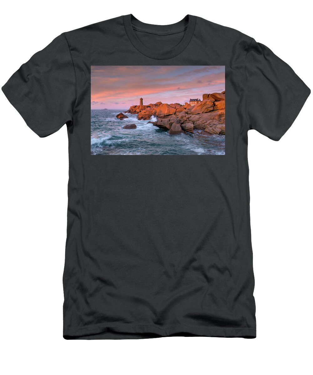 1 France Brittany Ploumanach Atlantic Ocean English Channel Cotes Darmor Cote De Granit Rose Lighthouse on Granite Coast Cornelia Drr T-Shirt