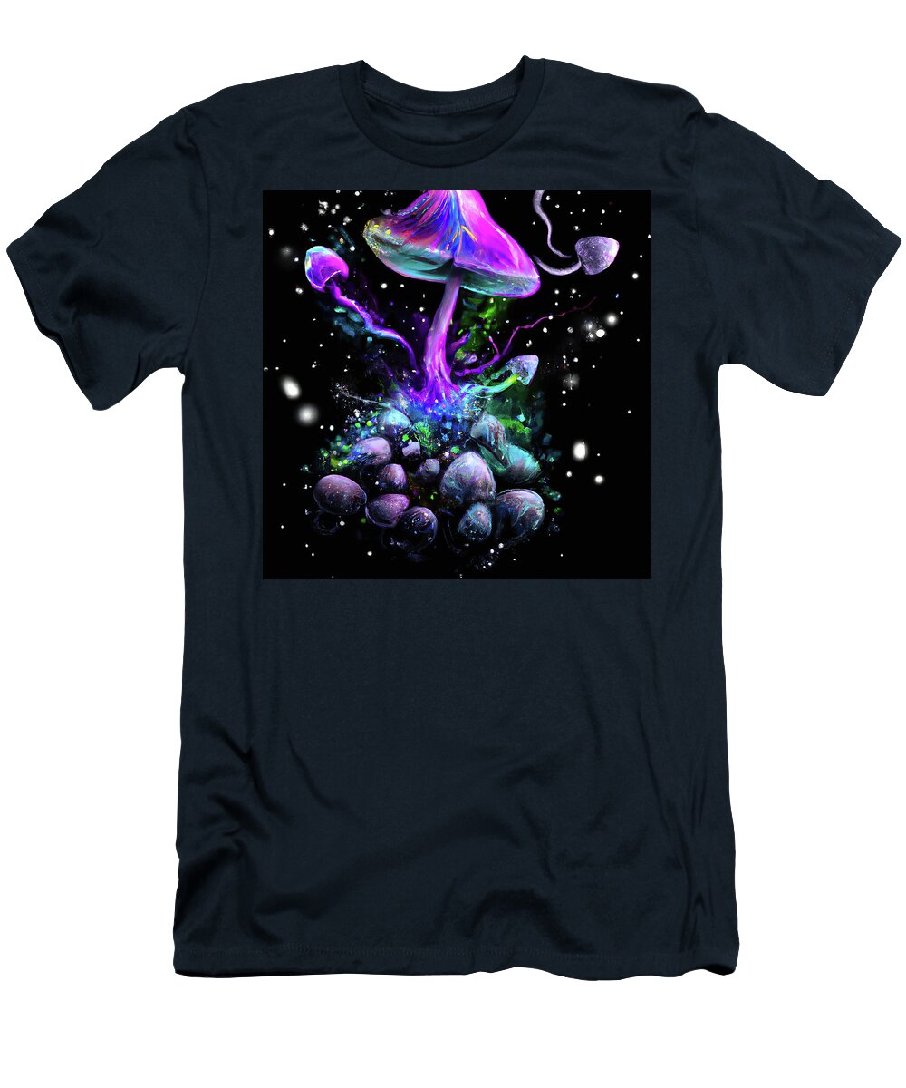 1 Glowing Trippy Mushrooms Colorful Funky 60s Psychedelic Style Stellart Studio T-Shirt
