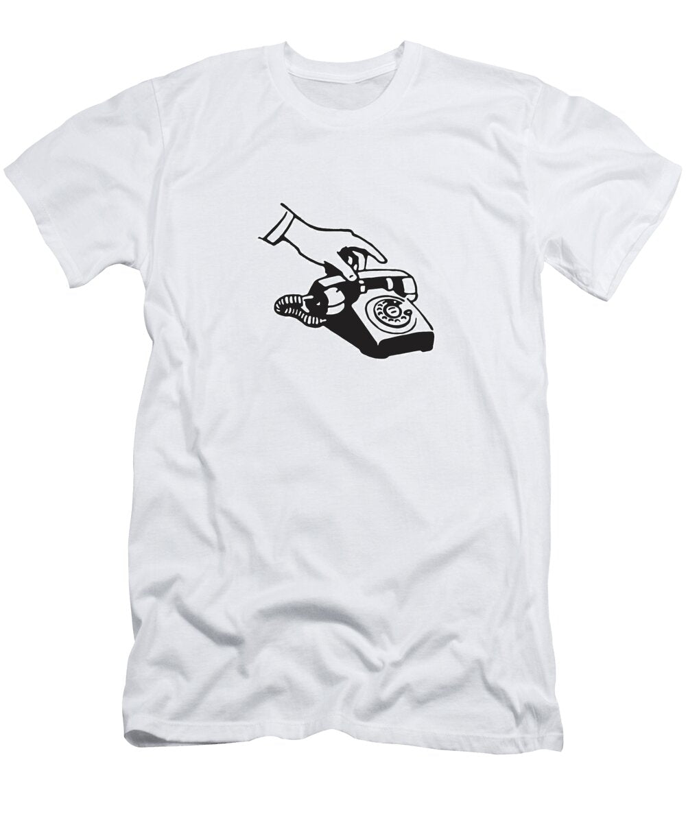 1 Hand Touching Handset of Rotary Telephone Csa Images T-Shirt