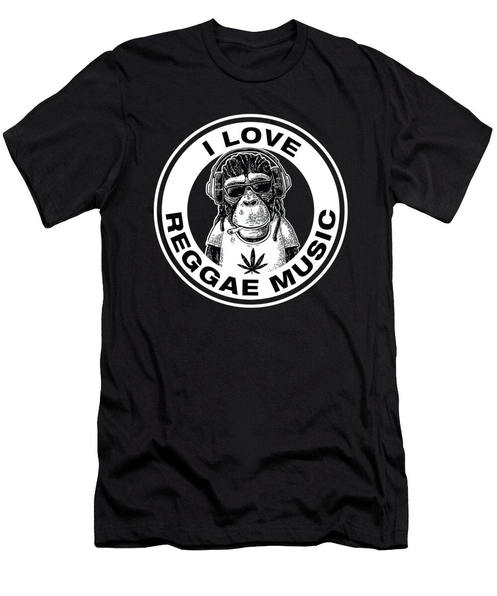 1 I Love Reggae Music Jamaican Rasta Stoner Roots and Spliff Culture Martin Hicks T-Shirt
