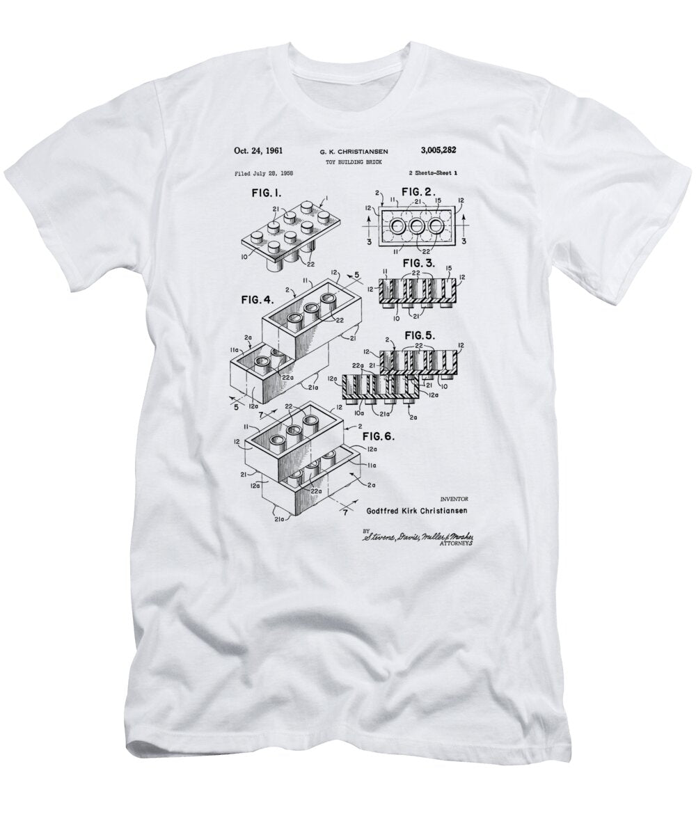 1 Lego Toy Building Brick Patent Chris Smith T-Shirt
