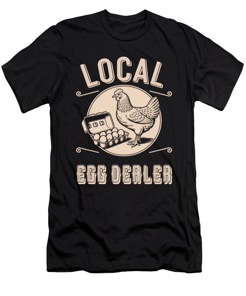 1 Local Egg Dealer Chicken Motif Moon T-Shirt