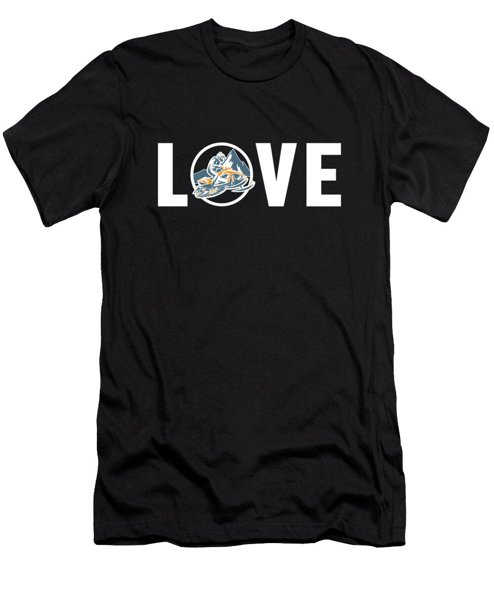 1 Love Sledding Snowbike Snowmachining Racer Snowmobile Riding Graphics Lab T-Shirt
