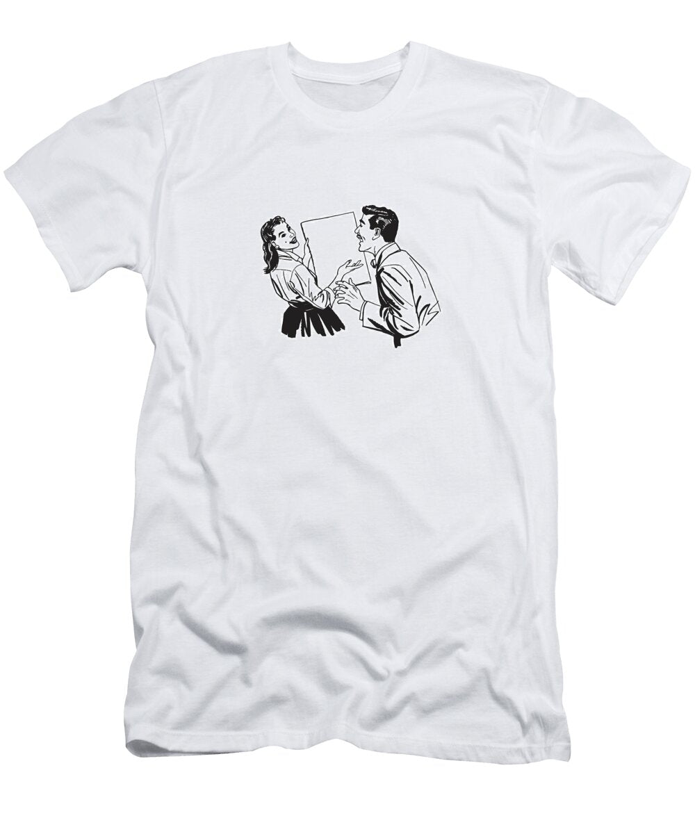 1 Man and Woman Discussing Blank Sign Csa Images T-Shirt