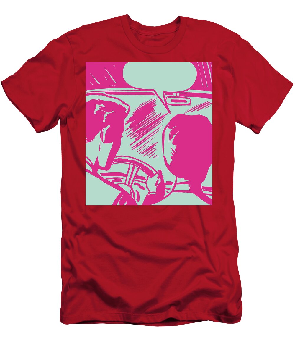 1 Man and Woman Driving with Speech Balloon Csa Images T-Shirt