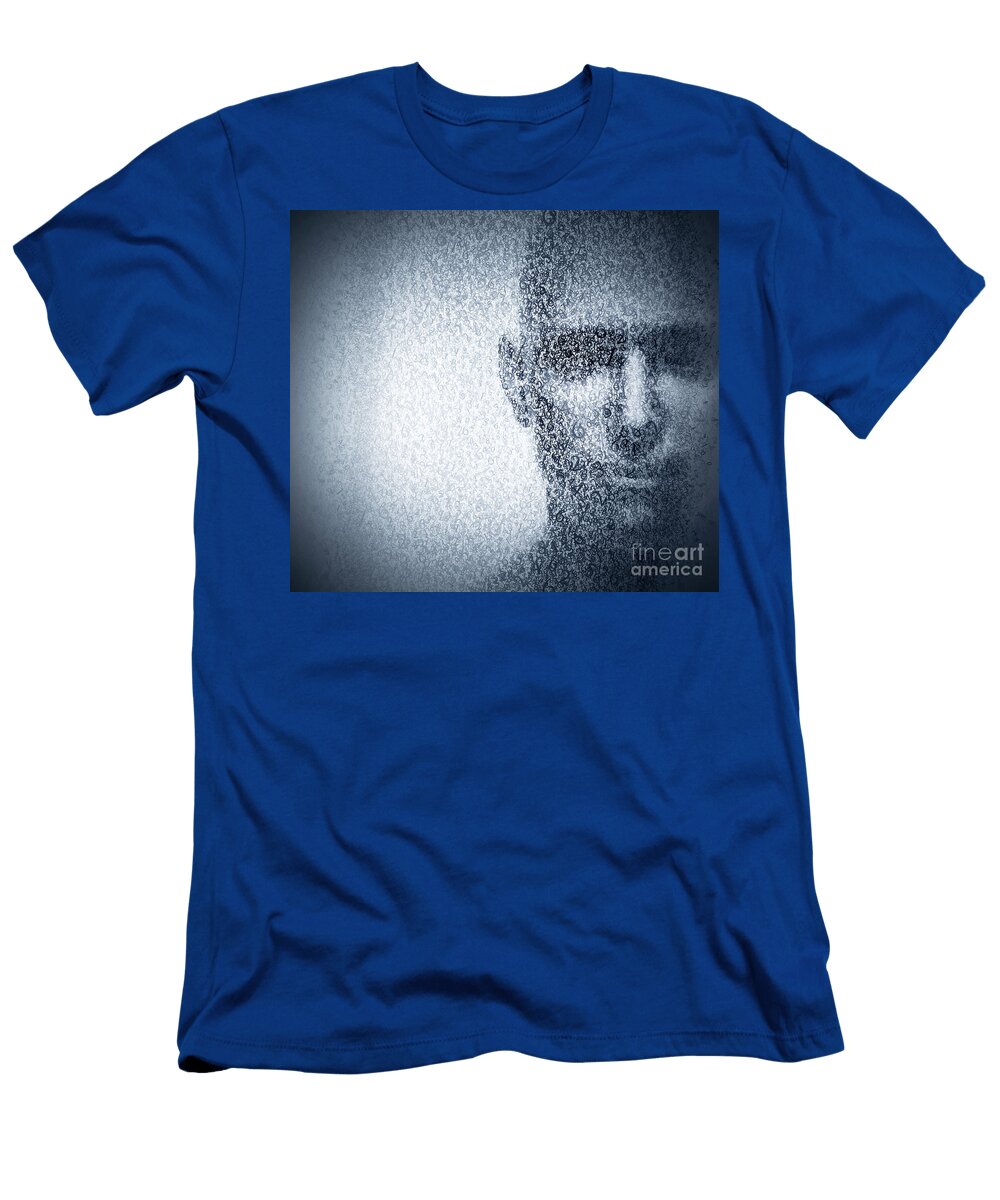 1 Man Face Blended with Binary Code Digits Concept of Hacker Data Protection Etc Michal Bednarek T-Shirt
