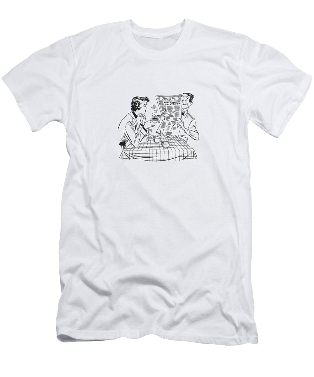 1 Man Reading Newspaper At Breakfast Table Across From Sad Wife Csa Images T-Shirt