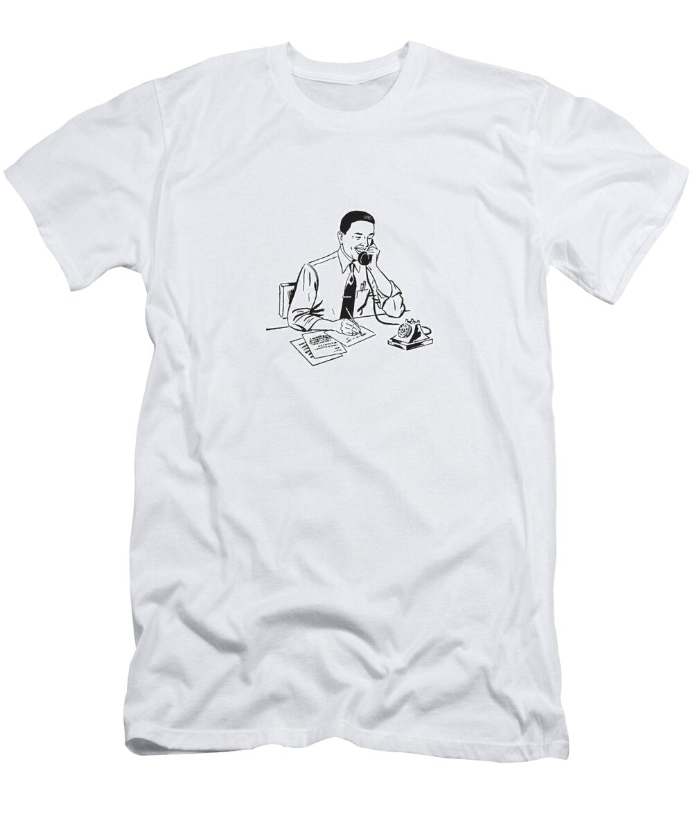1 Man Talking on the Telephone At His Office Desk Csa Images T-Shirt