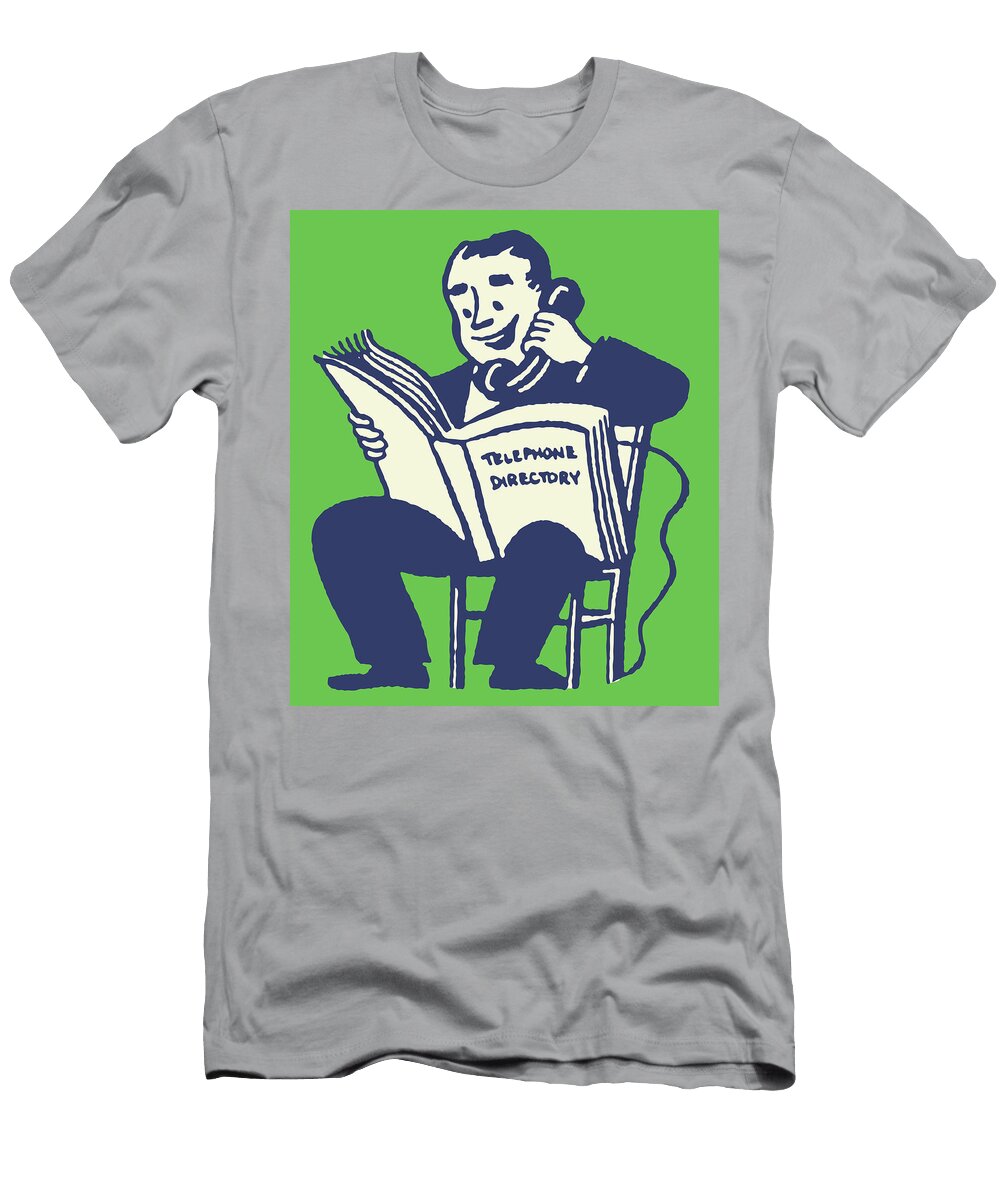 1 Man Using Telephone Directory and Calling Someone Csa Images T-Shirt