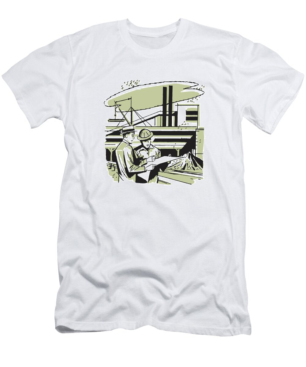 1 Men At Construction Site Reviewing Documents Csa Images T-Shirt