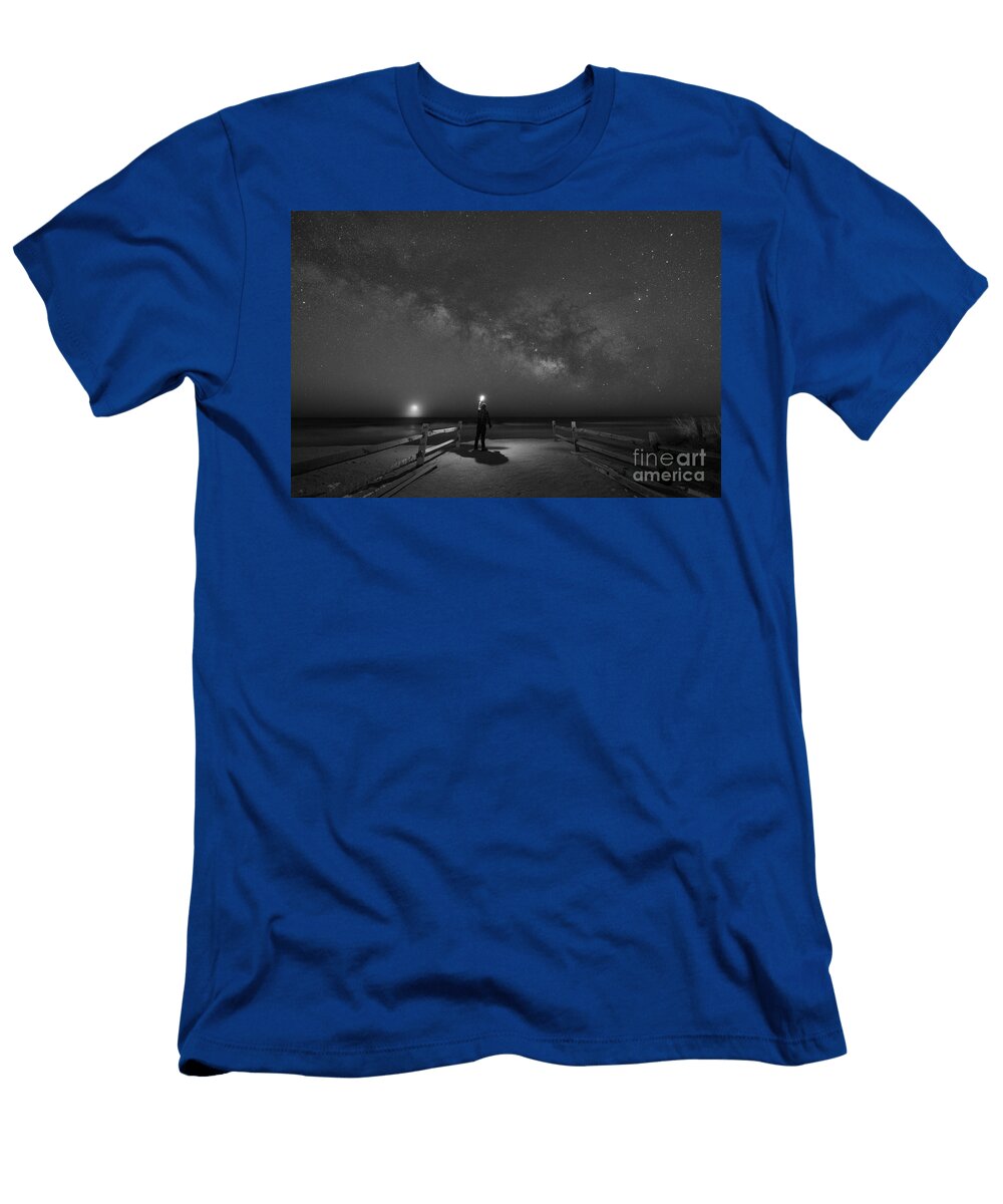 1 Midnight Explorer Moonrise Milky Way At the Jersey Shore Michael Ver Sprill T-Shirt