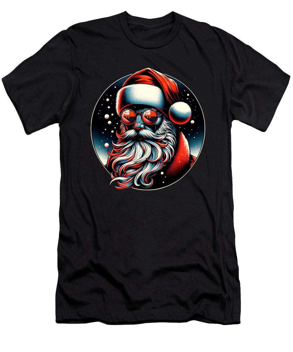 1 Modern Santa Claus Cyber Punk Design Funny Gift for Xmas Lovers Art Frikiland T-Shirt