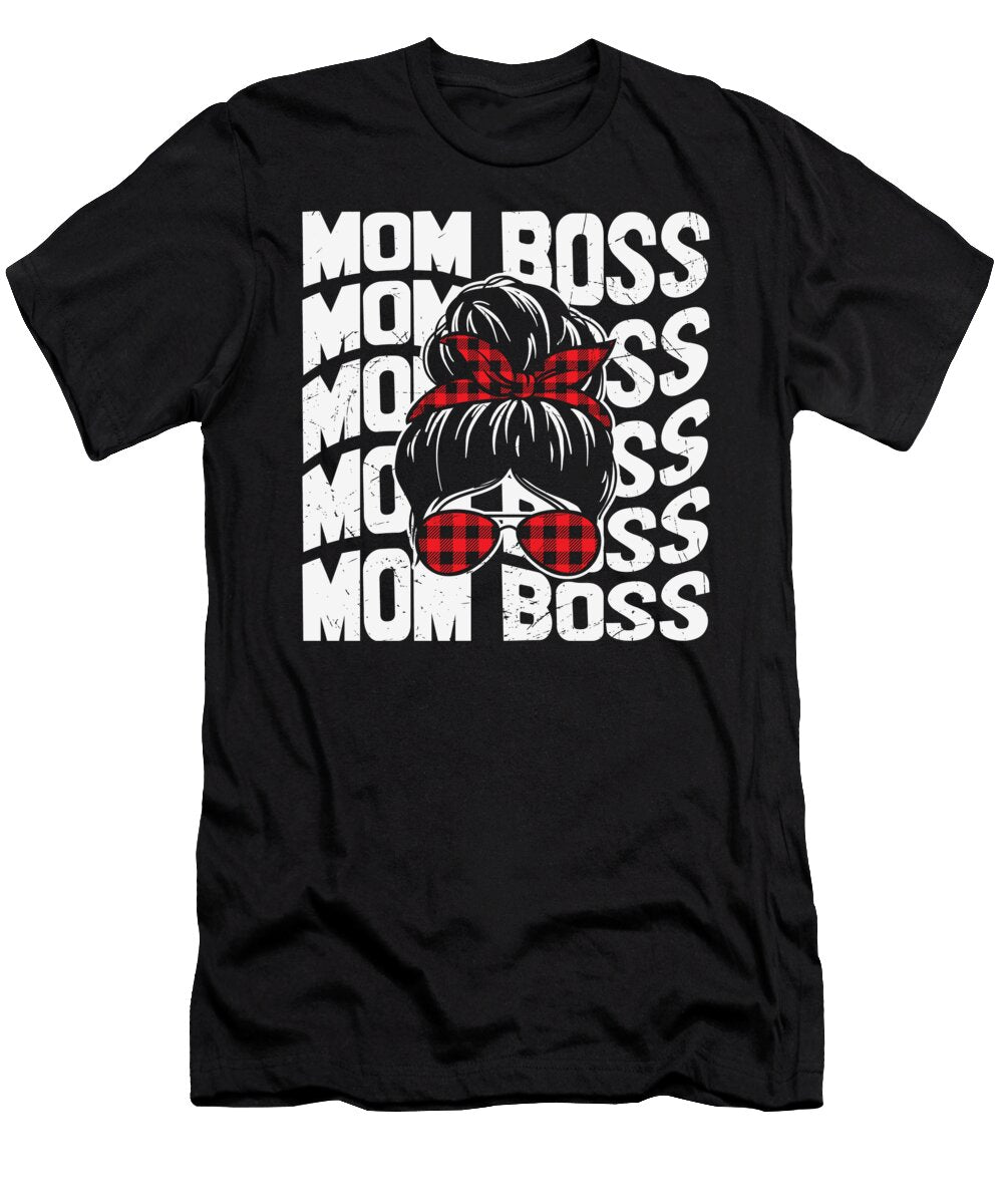1 Mom Boss Pretty Bun Hair Sweet Birdie Studio T-Shirt