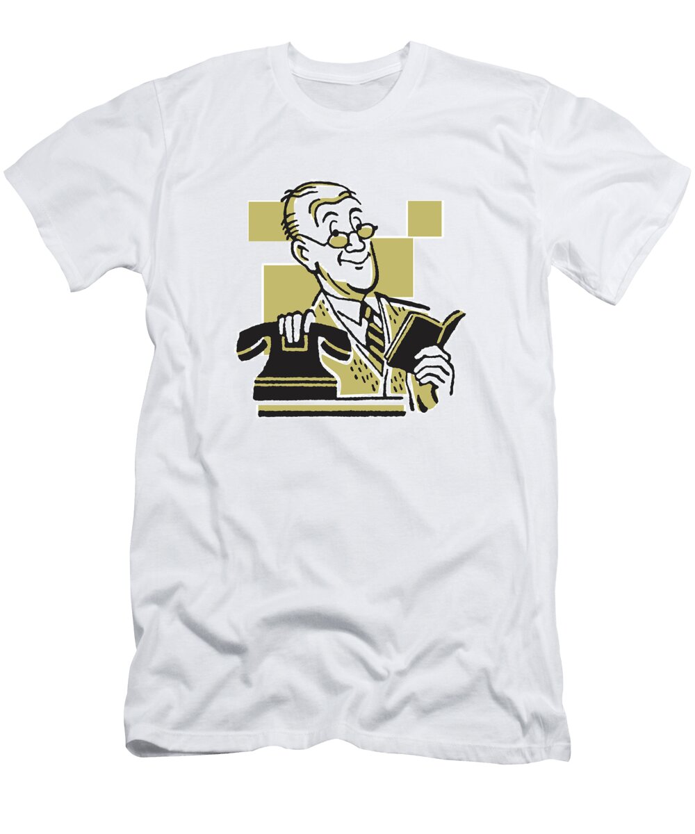 1 Older Gentleman with Little Black Book and Telephone Csa Images T-Shirt