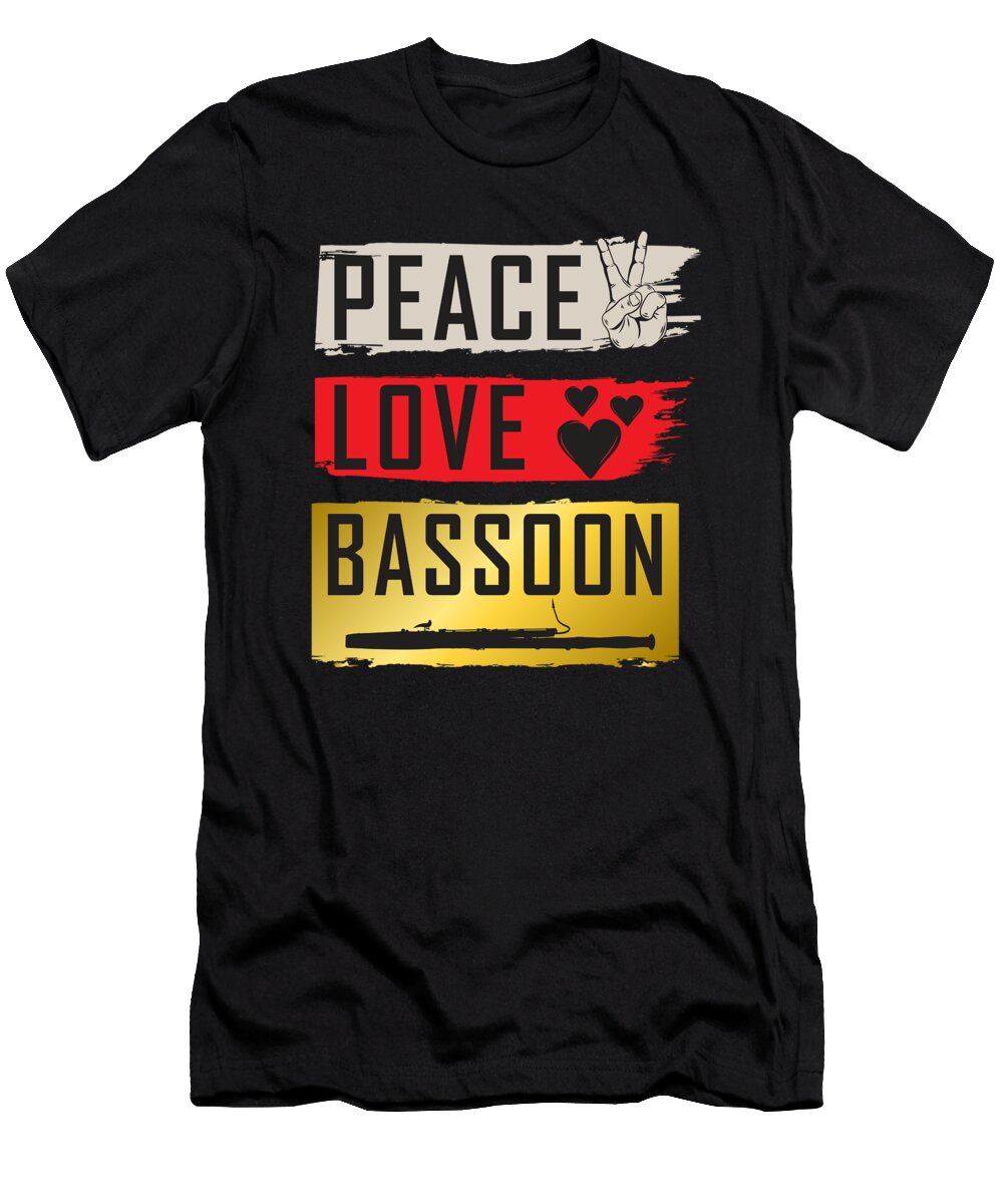 1 Peace Love Bassoon Musical Instrument Tenshirt T-Shirt