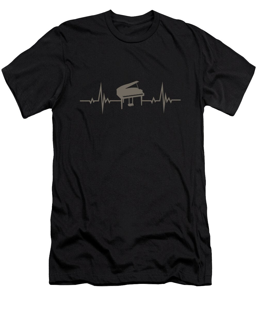 1 Piano Retro Keyboard Instrument Pianist Heartbeat Designtonne Germany T-Shirt