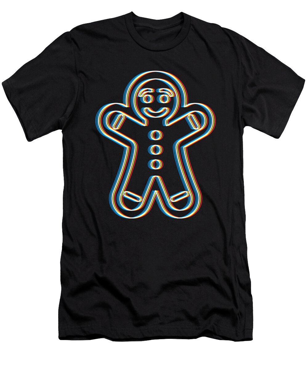 1 Psychedelic Gingerbread Man Trippy Christmas Party Gift Cool Neon Martin Hicks T-Shirt