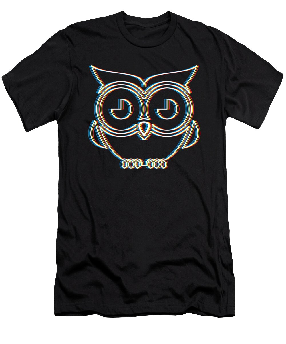 1 Psychedelic Owl Gift Trippy Retro 3d Effect Design for Animal Lovers Martin Hicks T-Shirt