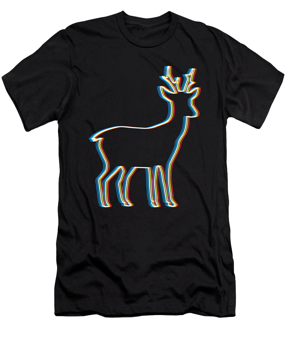 1 Psychedelic Reindeer Trippy Christmas Party Gift Cool Neon Martin Hicks T-Shirt