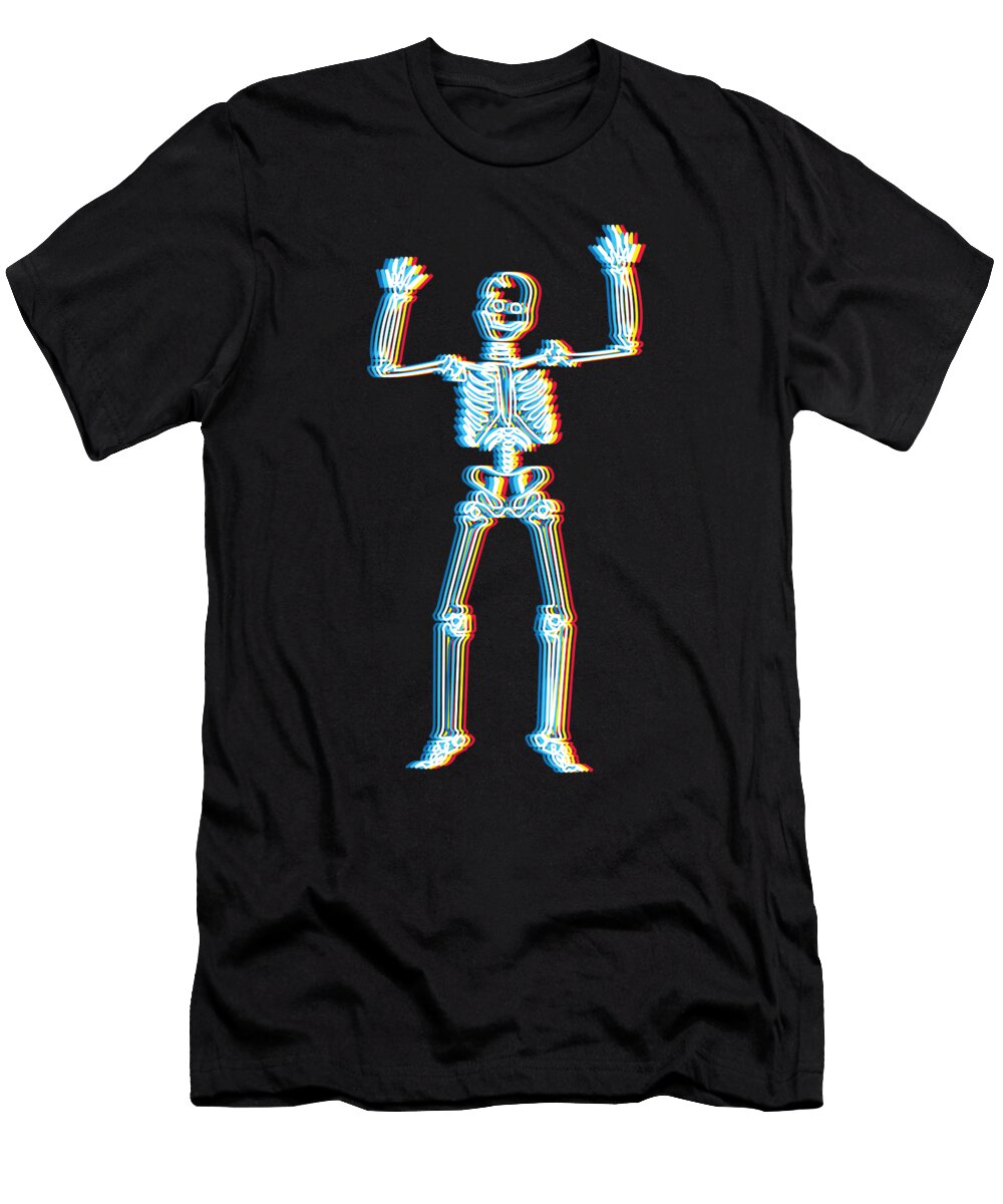 1 Psychedelic Skeleton Simple Halloween Costume Idea Scary Bone Collector Gift Skull Trippy Retro Martin Hicks T-Shirt
