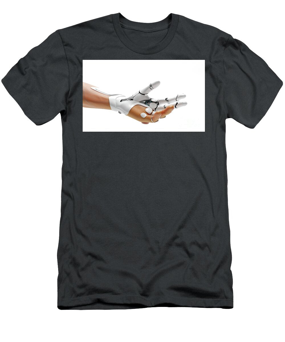 1 Robotic Bionic Hand Connected with Human Hand Michal Bednarek T-Shirt