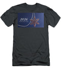 1 Rose Gold Snowflake Ornament with Silver Chain and 2026 Happy New Year Text on Deep Blue Backgroun Talha Khan T-Shirt