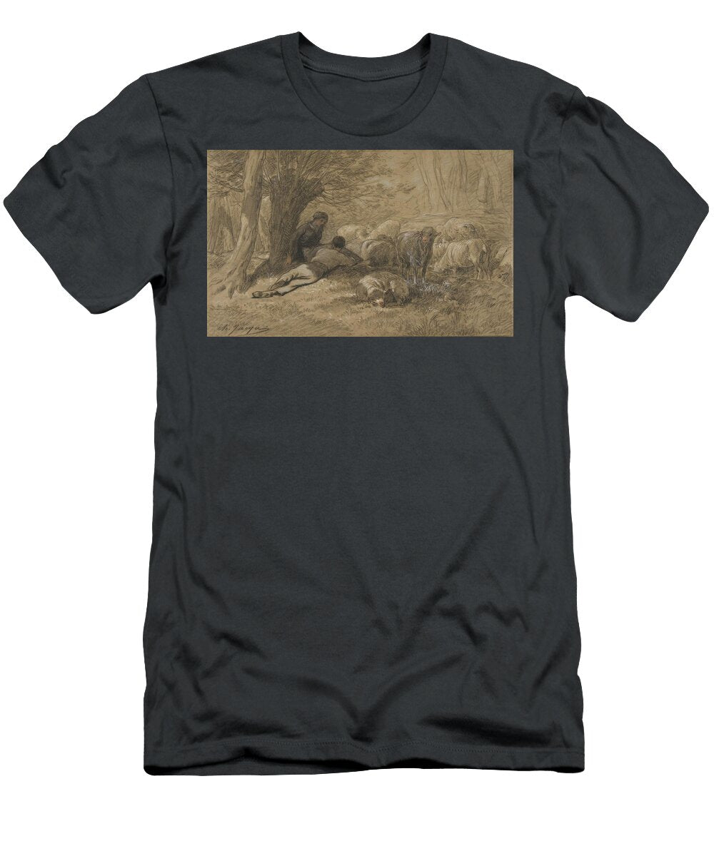 1 Tending the Sheep Charles Jacque T-Shirt