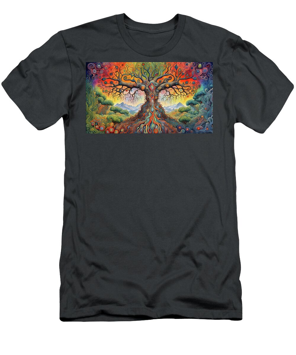 1 Tree of Life in Colorful Trippy Vibrant Abstract Style Stellart Studio T-Shirt