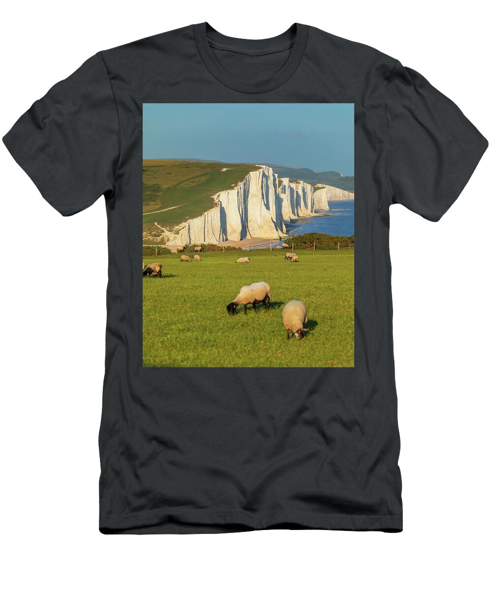 1 UK England East Sussex Great Britain South Downs National Park British Isles Seaford Seven Sisters Cliffs on the English Channel Luigi Vaccarella T-Shirt
