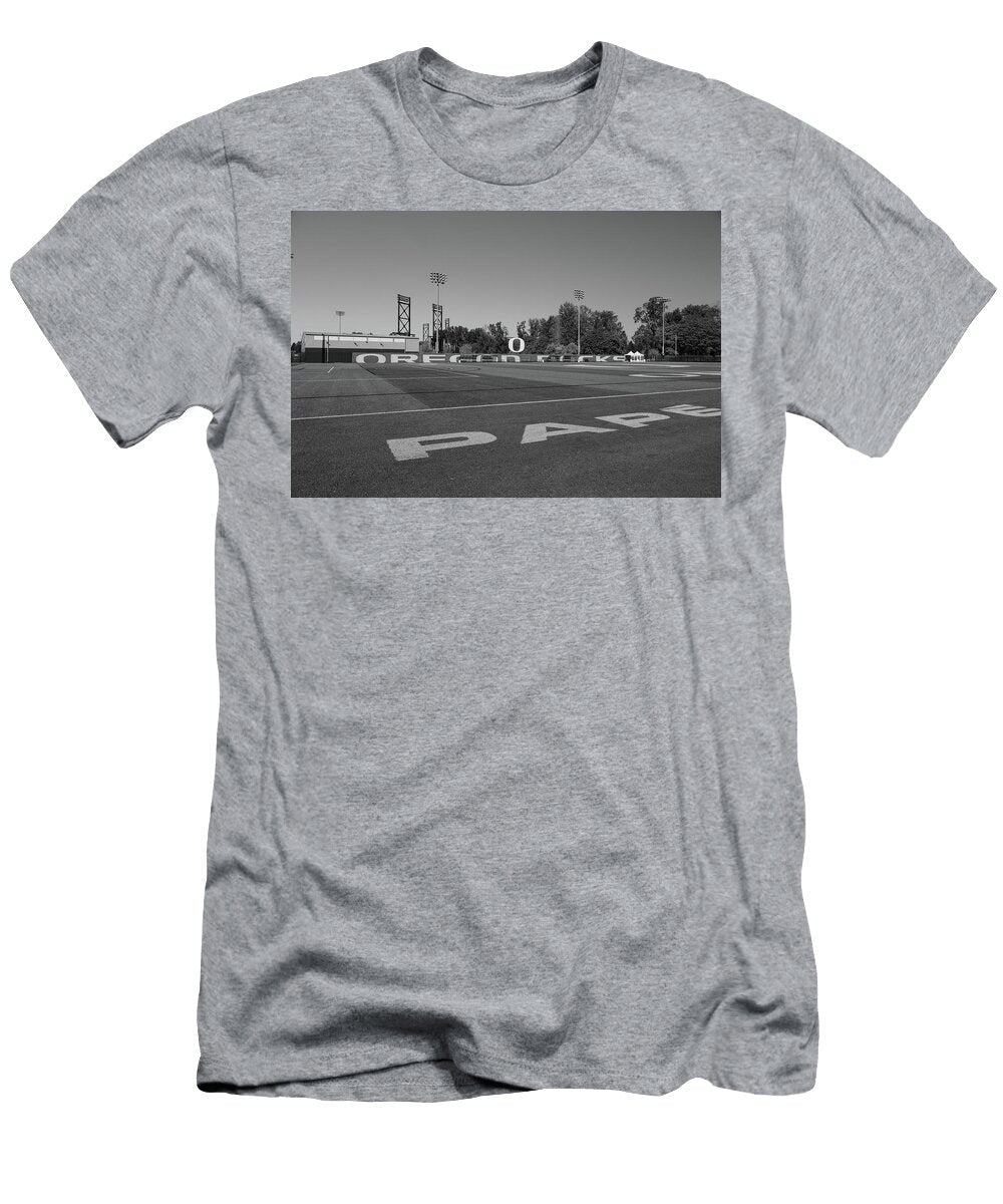 1 University of Oregon Football Practice Field in Black and White Eldon Mcgraw T-Shirt