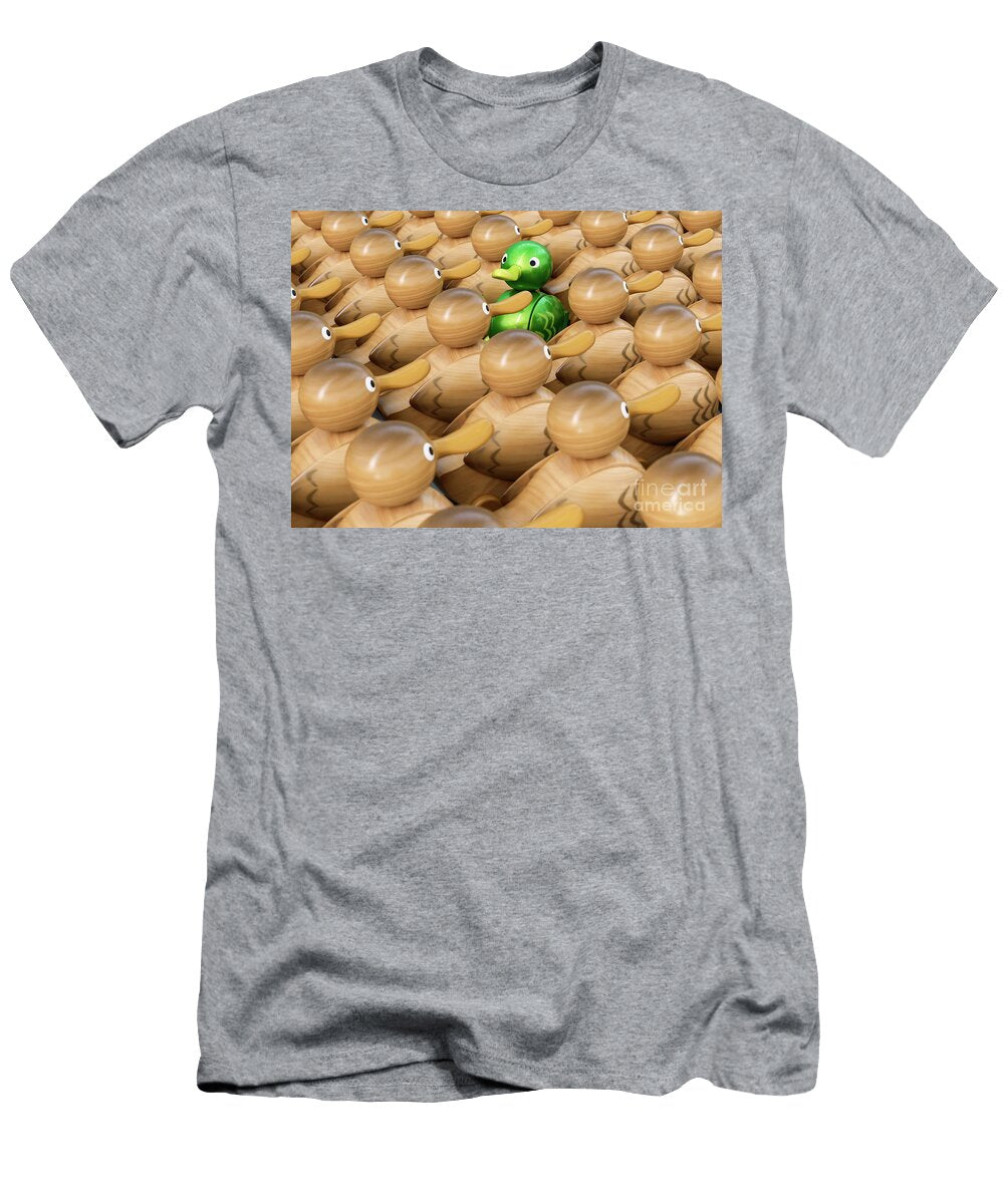 10 Wooden Duck Against the Flow Allan Swart T-Shirt