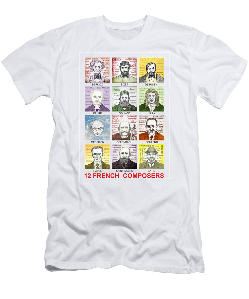 12 French Composers Retro Family Bell Danielle T-Shirt