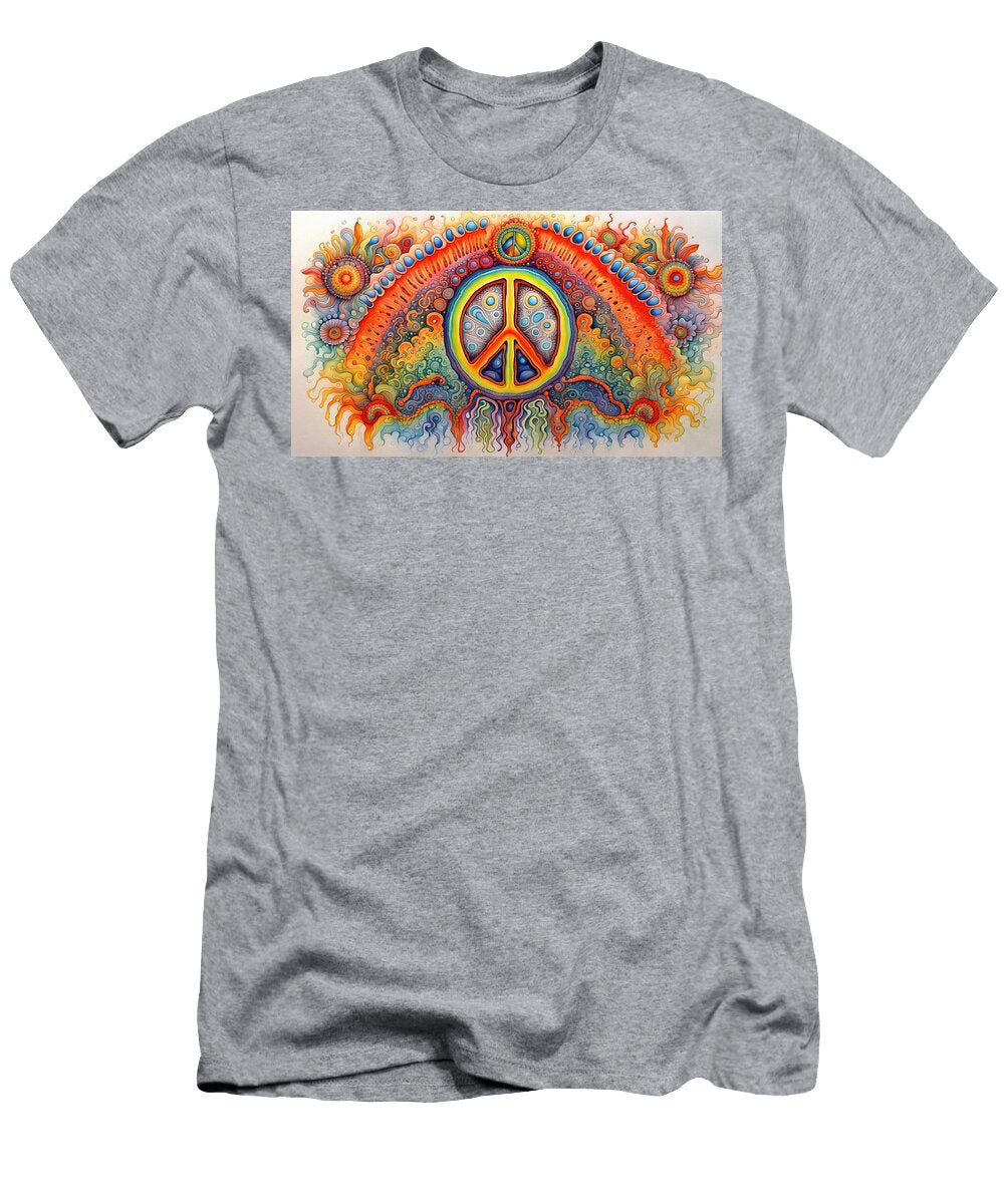 17 Peace Symbol Trippy Psychedelic Colorful Retro 1960s Abstract Stellart Studio T-Shirt