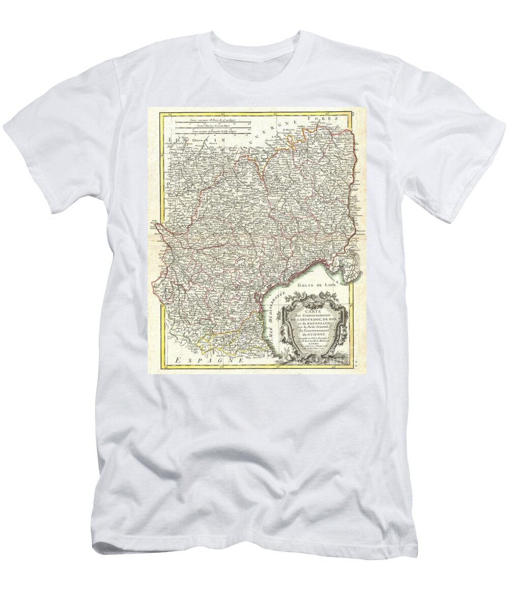 1771 Bonne Map of Languedoc and Roussillon France Paul Fearn T-Shirt
