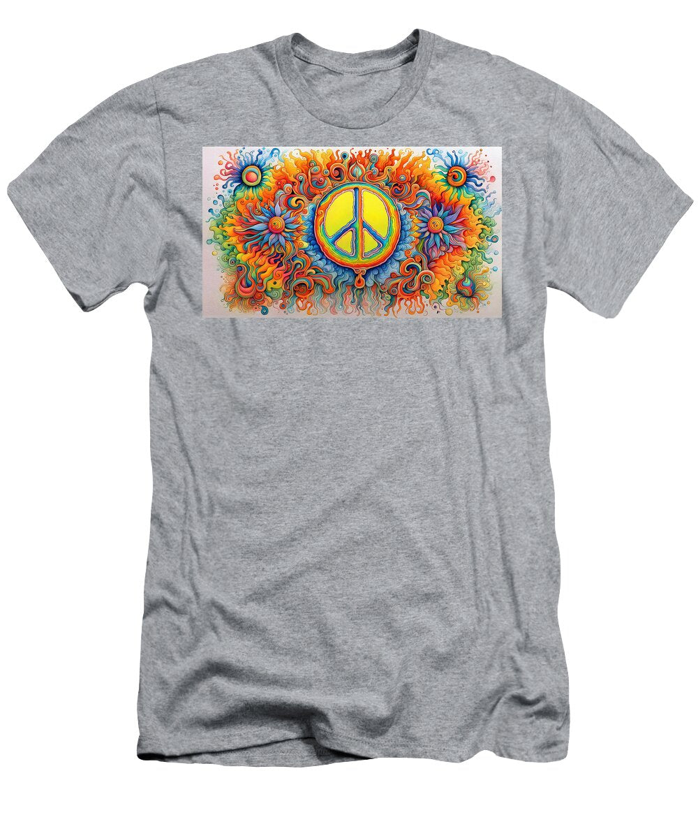 18 Peace Symbol Trippy Psychedelic Colorful Retro 1960s Abstract Stellart Studio T-Shirt