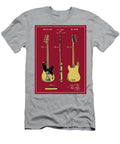 1952 Fender P1 Bass Guitar Colorized Patent Print Red Greg Edwards T-Shirt