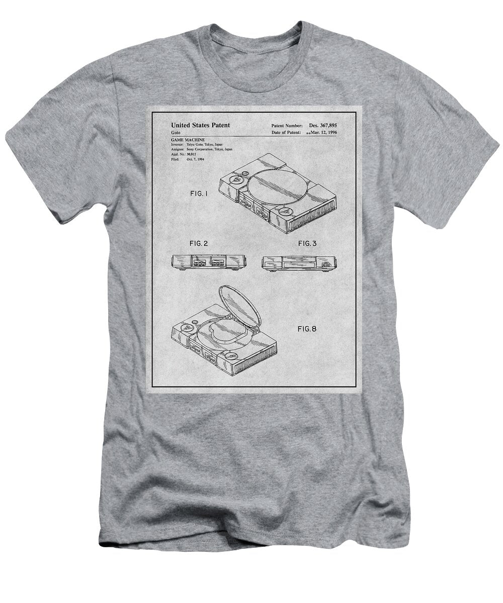 1994 Game Machine Patent Print Gray Greg Edwards T-Shirt